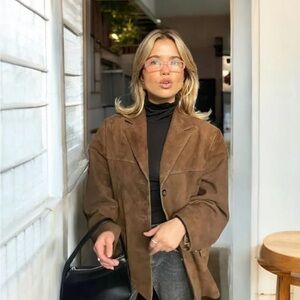 Affetto Clothing- Suede Oversized Blazer